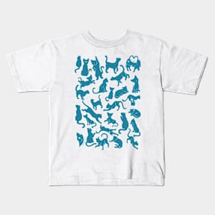 Blue Cat Pattern Kids T-Shirt